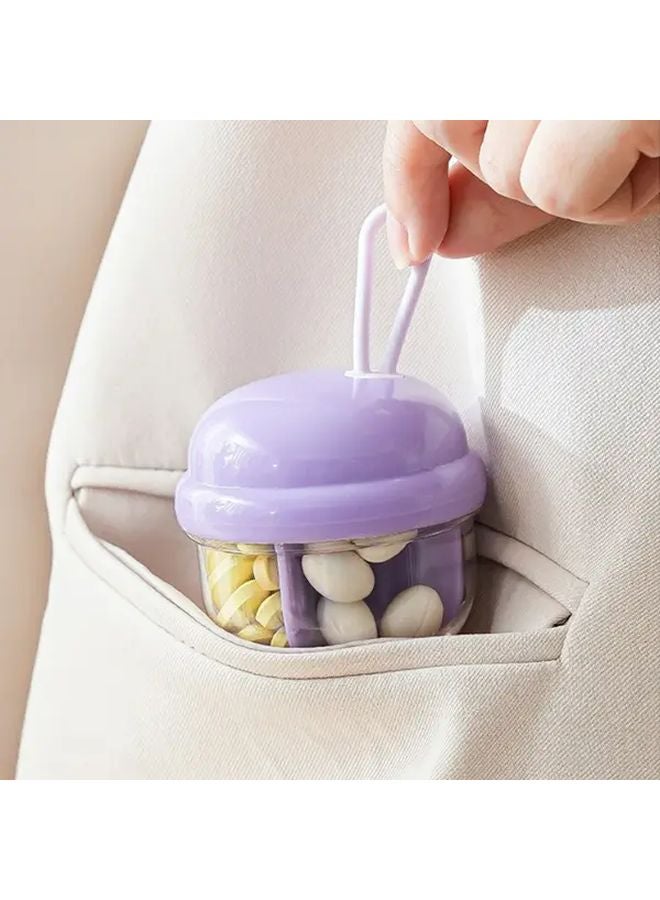 White Portable Pill Organizer With 4 Compartments Transparent Medicine Storage Box For Travel - Image 1